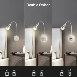 Væglamper ^ Briloner LED-væglampe 2178012 dobbelt switch, mat nikkel