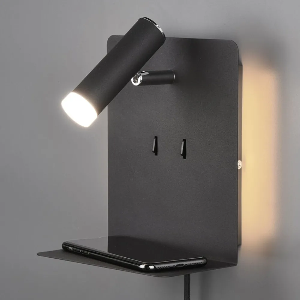 Trio Lighting Væglamper|Væglamper > LED-væglampe Element med hylde sort mat