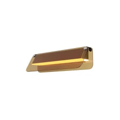 Væglamper ^ Maytoni LED-væglampe FLAT, ravfarvet/messing, bredde 30 cm, glas/metal