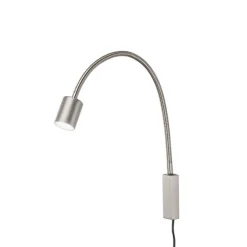Væglamper|Væglamper ^ FISCHER & HONSEL LED-væglampe Justi, nikkelfarvet, højde 52 cm, metal