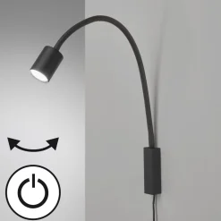 Væglamper|Væglamper ^ FISCHER & HONSEL LED-væglampe Justi, sandsort, højde 52 cm, metal