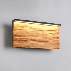 Trio Lighting Væglamper > LED-væglampe Kalea, bredde 30 cm, træfarvet, træ