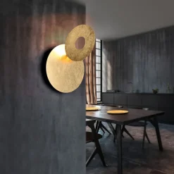 Væglamper|Væglamper ^ Trio Lighting LED-væglampe Leano, rund linse, guld, indirekte