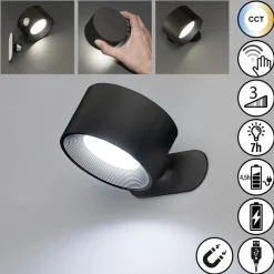 Gang|Pendellamper ^ FH Lighting LED-væglampe Magnetics, sort, CCT, med magnet