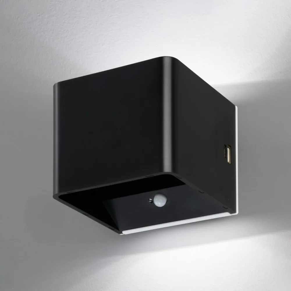 Væglampe Med Sensor ^ FH Lighting LED-væglampe Magnetics, sort, USB, bevægelsessensor