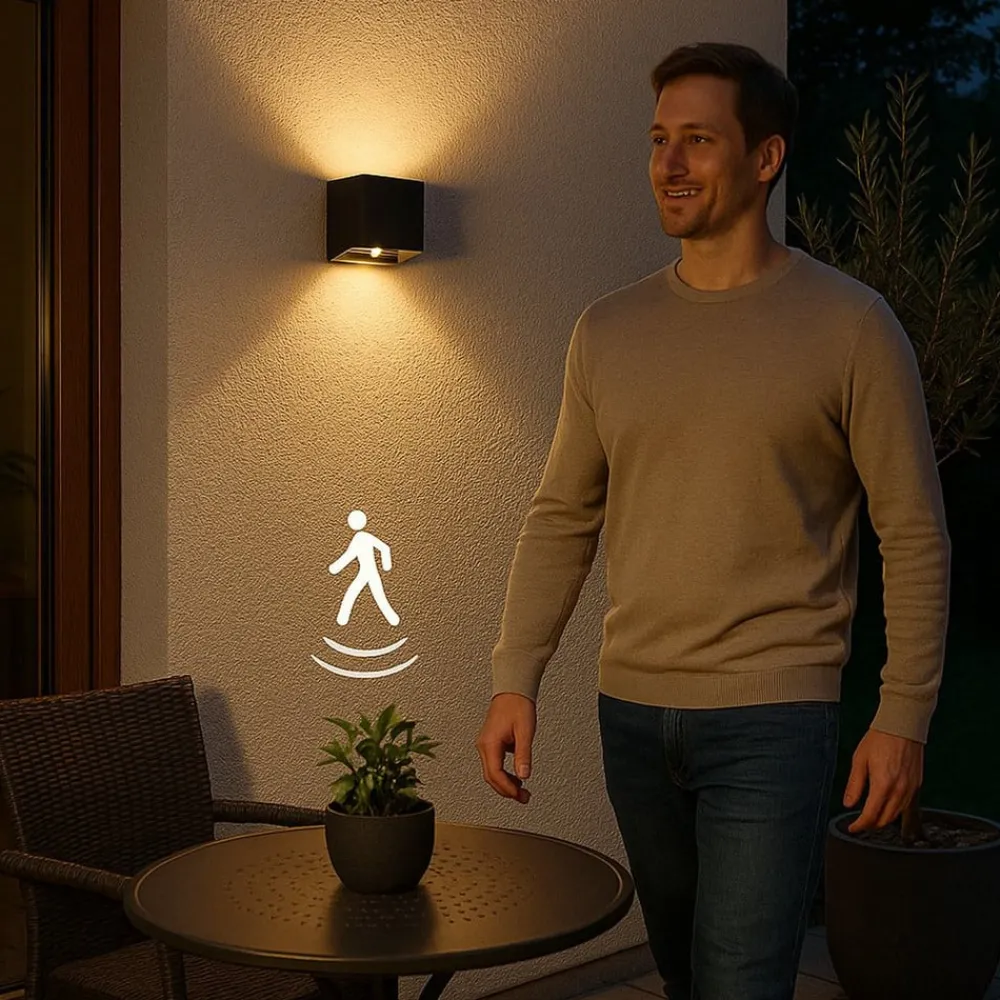 Væglampe Med Sensor ^ FH Lighting LED-væglampe Magnetics, sort, USB, bevægelsessensor