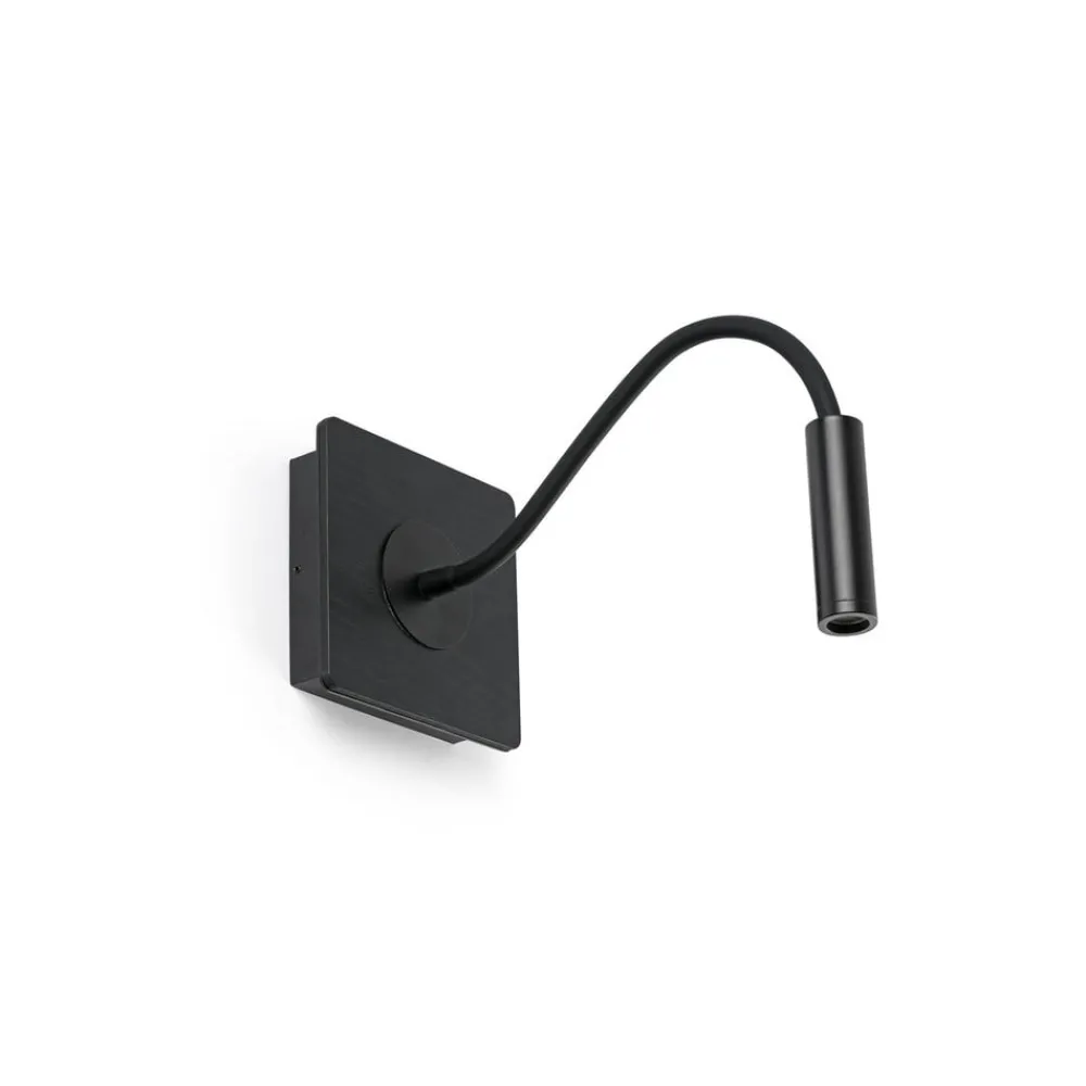 FARO BARCELONA Væglamper > LED-væglampe Mood, sort, træ, metal, udspring 33 cm