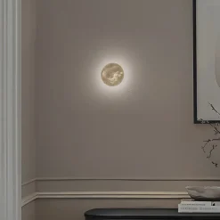 Væglamper ^ Nowodvorski Lighting LED-væglampe Ring S, Ø 15 cm, krydsfiner, guldfarvet