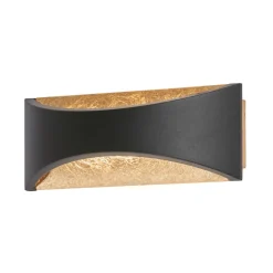FISCHER & HONSEL Væglamper > LED-væglampe Rio, sort/bladguld, bredde 23 cm, metal