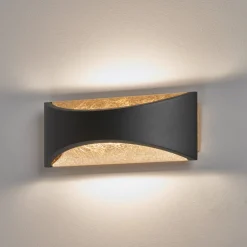 FISCHER & HONSEL Væglamper > LED-væglampe Rio, sort/bladguld, bredde 23 cm, metal