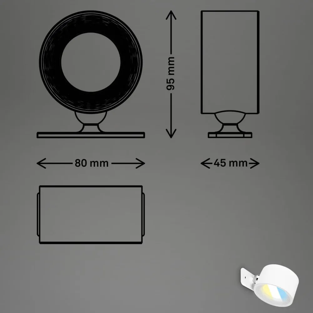 Briloner Væglamper|Væglamper > LED-væglampe Tari, hvid, CCT, touchdæmper, USB