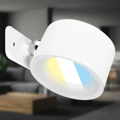 Briloner Væglamper|Væglamper > LED-væglampe Tari, hvid, CCT, touchdæmper, USB