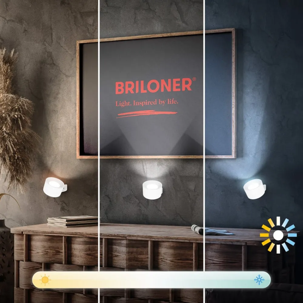 Briloner Væglamper|Væglamper > LED-væglampe Tari, hvid, CCT, touchdæmper, USB