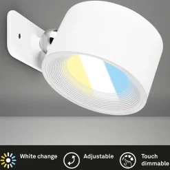 Briloner Væglamper|Væglamper > LED-væglampe Tari, hvid, CCT, touchdæmper, USB