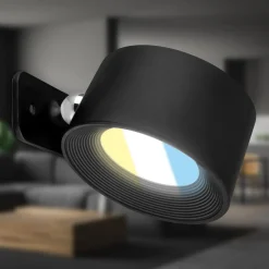 Væglamper|Væglamper ^ Briloner LED-væglampe Tari, sort, CCT, touchdæmper, USB
