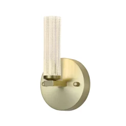 Væg- Og Spejllamper ^ Searchlight LED-væglampe til badeværelset Aberdeen, højde 24 cm, messingfarvet metal