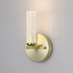 Væg- Og Spejllamper ^ Searchlight LED-væglampe til badeværelset Aberdeen, højde 24 cm, messingfarvet metal