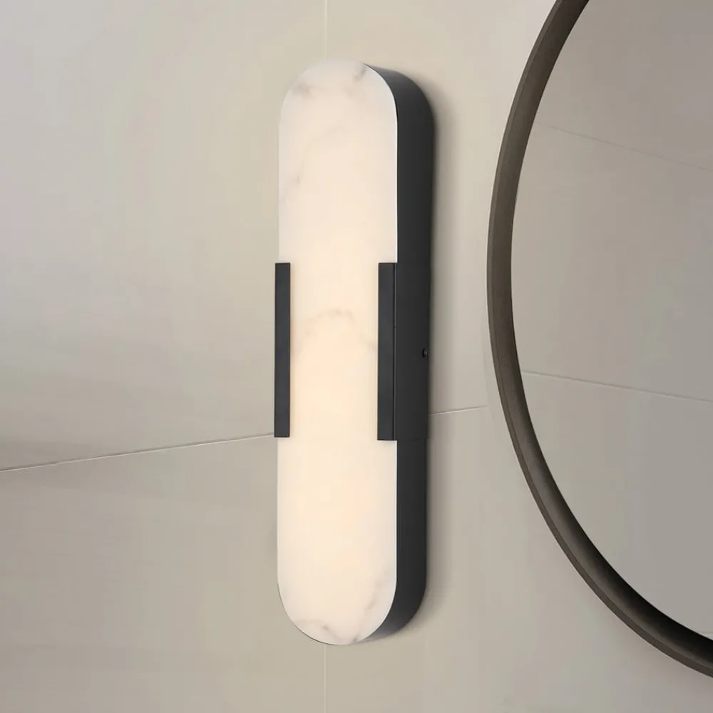 Searchlight Væg- Og Spejllamper > LED-væglampe til badeværelset Opaline, højde 50 cm, sort, metal/harpiks