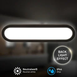 Briloner Væg- Og Spejllamper|Væglamper > LED-væglampe til badeværelset Pil, sort, bredde 35 cm, plast