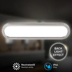 Væg- Og Spejllamper ^ Briloner LED-væglampe til badeværelset Pil, kromfarvet, bredde 35 cm, plast