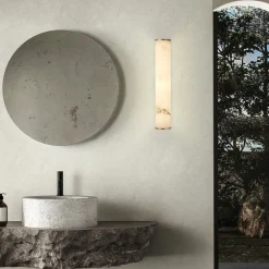 Searchlight Væg- Og Spejllamper > LED-væglampe til badeværelset Wales, guld/marmoreret, 35 cm stål/harpiks