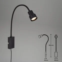 Briloner Væglamper > LED-væglampe Tusi med fleksarm, sort
