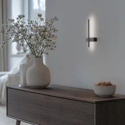 Milagro Lighting Væglamper > LED-væglampe Vision, højde 30 cm, metal, sort, 3.000 K
