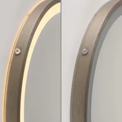 Paul Neuhaus Møbel Og Interiør > LED-vægspegel VIDRO, bronze, Ø 46 cm, powerbank, afbryder