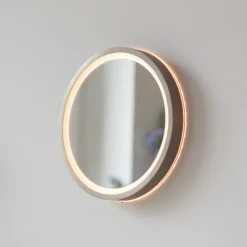 Paul Neuhaus Møbel Og Interiør > LED-vægspegel VIDRO, bronze, Ø 26 cm, powerbank, afbryder