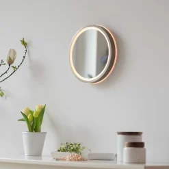 Paul Neuhaus Møbel Og Interiør > LED-vægspegel VIDRO, bronze, Ø 26 cm, powerbank, afbryder