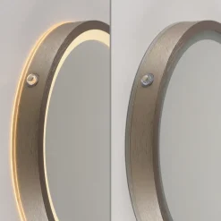 Paul Neuhaus Møbel Og Interiør > LED-vægspegel VIDRO, bronze, Ø 26 cm, powerbank, afbryder