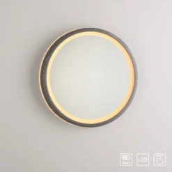Paul Neuhaus Møbel Og Interiør > LED-vægspegel VIDRO, grå, Ø 26 cm, powerbank, afbryder
