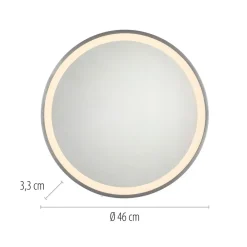 Paul Neuhaus Møbel Og Interiør > LED-vægspejl VIDRO, grå, Ø 46 cm, powerbank, afbryder