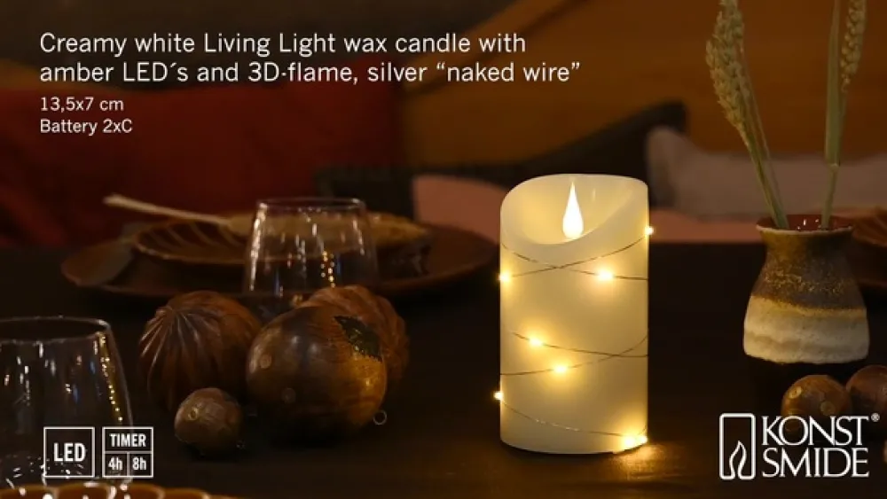 Konstsmide Christmas Julepynt|Led Stearinlys > LED-vokslys creme Lysfarve rav Højde13cm