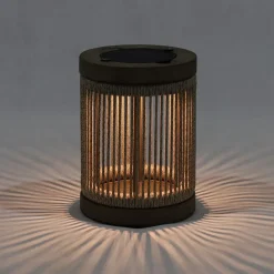 Les Jardins Solcellelamper > LED-solcellebordlampe Rop&Strip, grå/beige