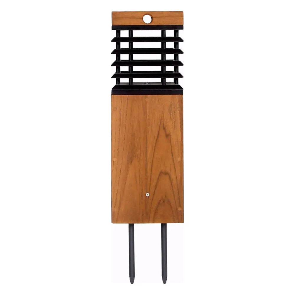 Les Jardins Solcelle Lampe Med Sensor|Sokkellamper Med Sensor > LED-solcellelampe Tekura, teak/grå, spids