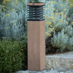 Solcelle Lampe Med Sensor|Solcellelamper ^ Les Jardins LED-solcellelampe Tekura, grå, træ, 75 cm