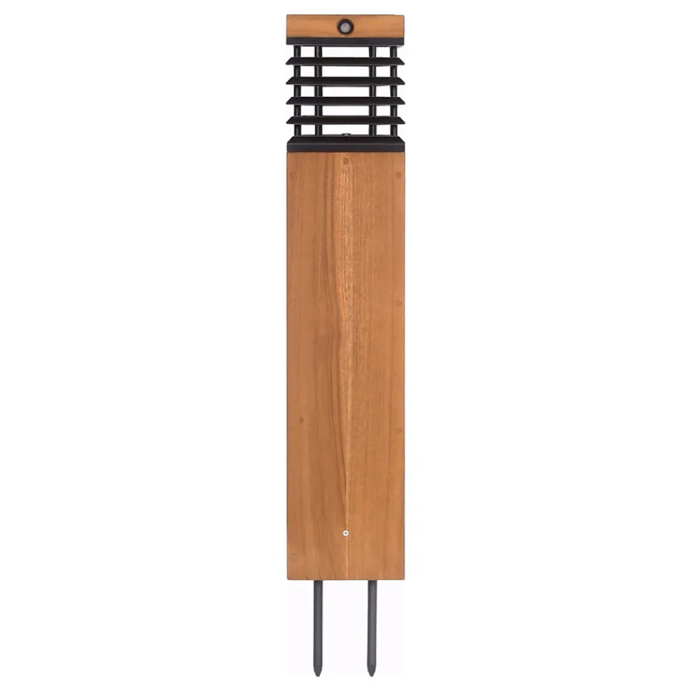 Solcelle Lampe Med Sensor|Solcellelamper ^ Les Jardins LED-solcellelampe Tekura, teak/grå, 75 cm