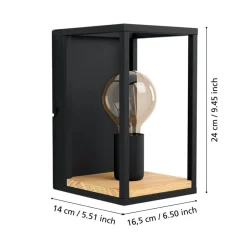 EGLO Væglamper > Libertad væglampe, bredde 14 cm, sort/træ, stål