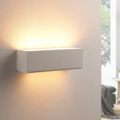 Lindby Væglamper|Væglamper > Lidby væglampe Benno, 29 cm, gips, hvid, kantet, G9