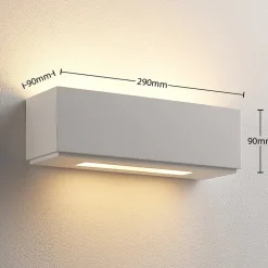 Lindby Væglamper|Væglamper > Lidby væglampe Benno, 29 cm, gips, hvid, kantet, G9