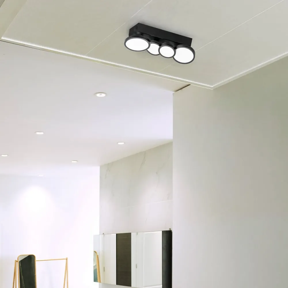 Loftlamper ^ LIGHTME Aqua LED-loftlampe GU10 4 lyskilder sort