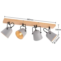 Lindby Spotlights > Adalin loftlampe, 4 lyskilder, grå