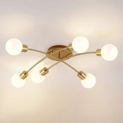 Loftlamper|Pendellamper ^ Lindby Agmar loftlampe, 6 lyskilder, messing