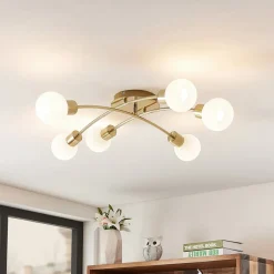 Loftlamper|Pendellamper ^ Lindby Agmar loftlampe, 6 lyskilder, messing