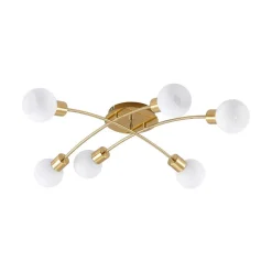 Loftlamper|Pendellamper ^ Lindby Agmar loftlampe, 6 lyskilder, messing