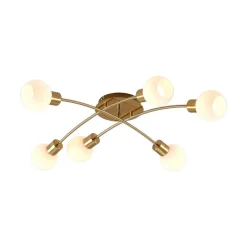 Loftlamper|Pendellamper ^ Lindby Agmar loftlampe, 6 lyskilder, messing