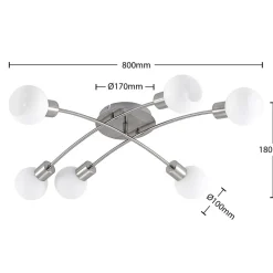 Lindby Loftlamper|Loftlamper > Agmar loftlampe, nikkelfarvet, glas, 6 lyskilder, E14