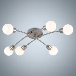 Lindby Loftlamper|Loftlamper > Agmar loftlampe, nikkelfarvet, glas, 6 lyskilder, E14