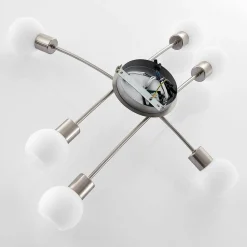 Lindby Loftlamper|Loftlamper > Agmar loftlampe, nikkelfarvet, glas, 6 lyskilder, E14